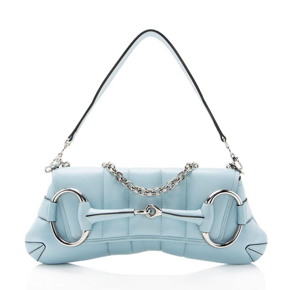 Gucci Calfskin Horsebit Chain Medium Shoulder Bag